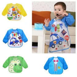 Cute printed baby long sleeved waterproof cover for ages 1-5, suitable for eating, drawing, and playing games