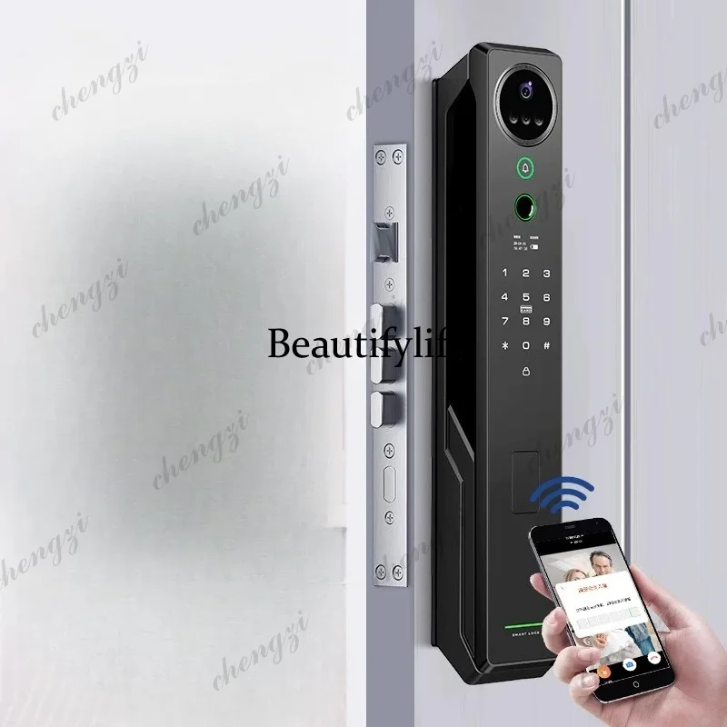 Facial recognition smart, home fingerprint, electronic password lock dual camera