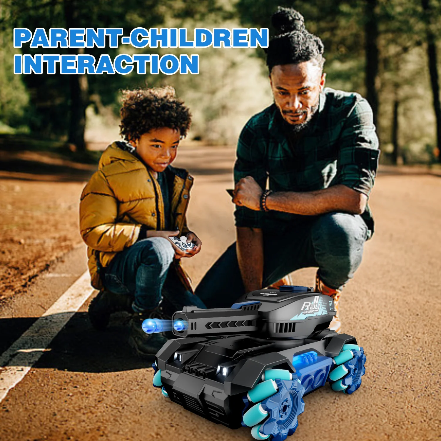 Tracked Water Bomb Shooting Remote Control Car Children's Four-wheel Drive Combat Stunt Car 360° Rotation Children's Toy Gift