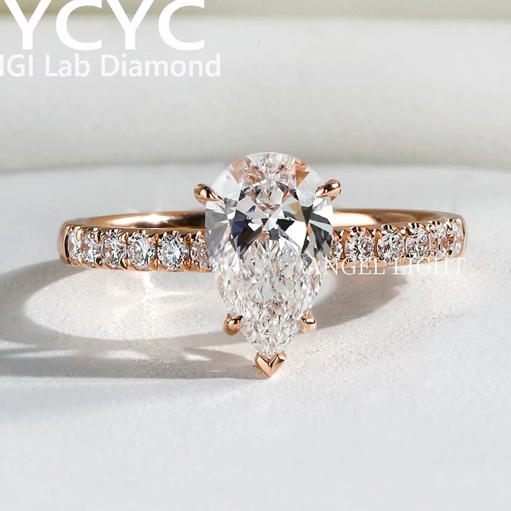 

luxurious Rose Gold Lab Grown Diamond ring pear Cut Diamond CVD HPHT DE VS-VVS Wedding Engagement ringring