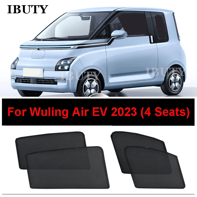 For Wuling Air EV 2023 4 Seats Car Sunshade Side Window Mesh Curtains Rear Windshield Sunscreen Heat Insulation Sun Visor Cover