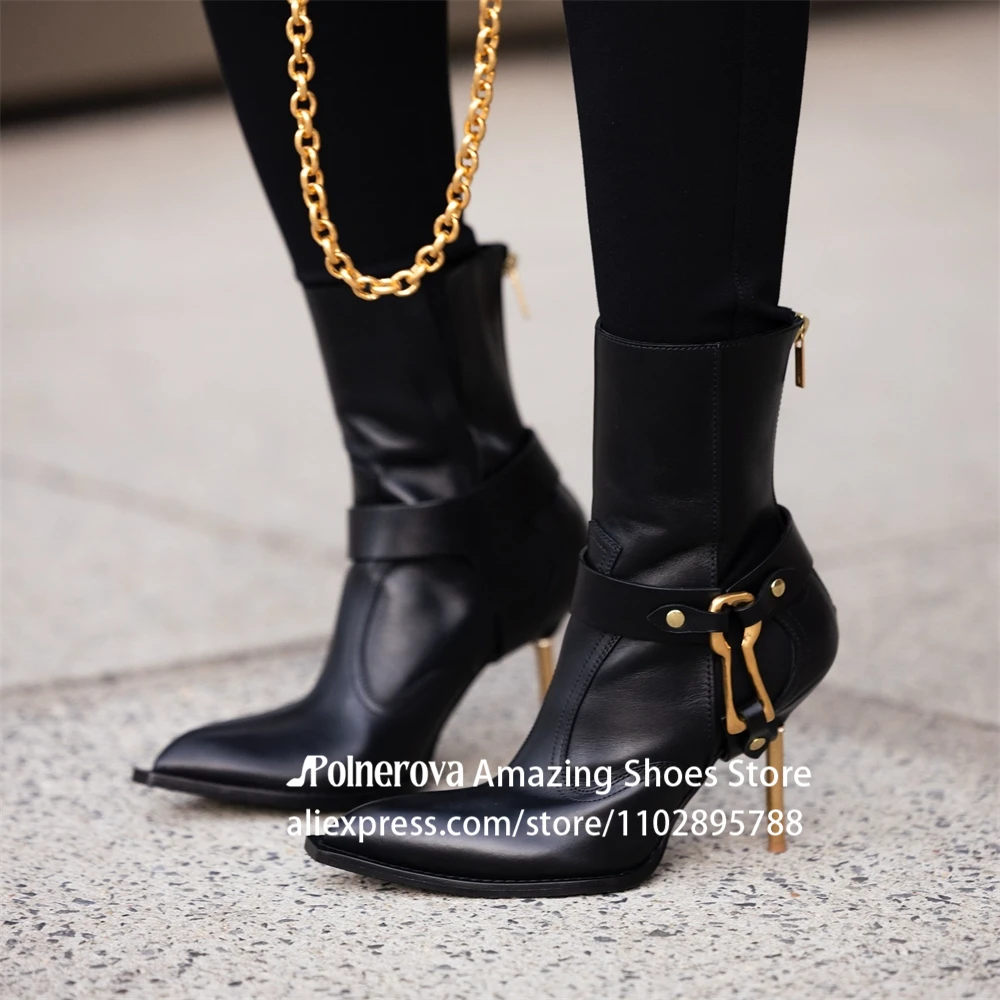 

Ботильоны Keyhole Western с кольцом из страз, на шпильке, коричневые, из искусственной кожи под питона, на молнии, с металлическим съемным ремешком