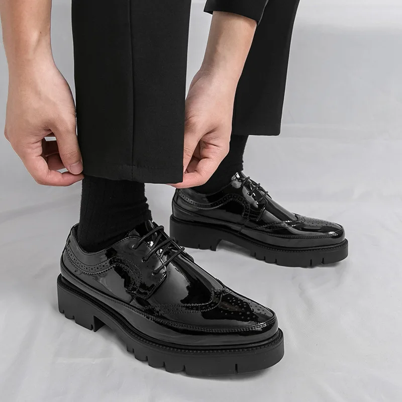 

Men's leather shoes, British-style business casual shoes, fashionable dress shoes, retro formal leather shoes