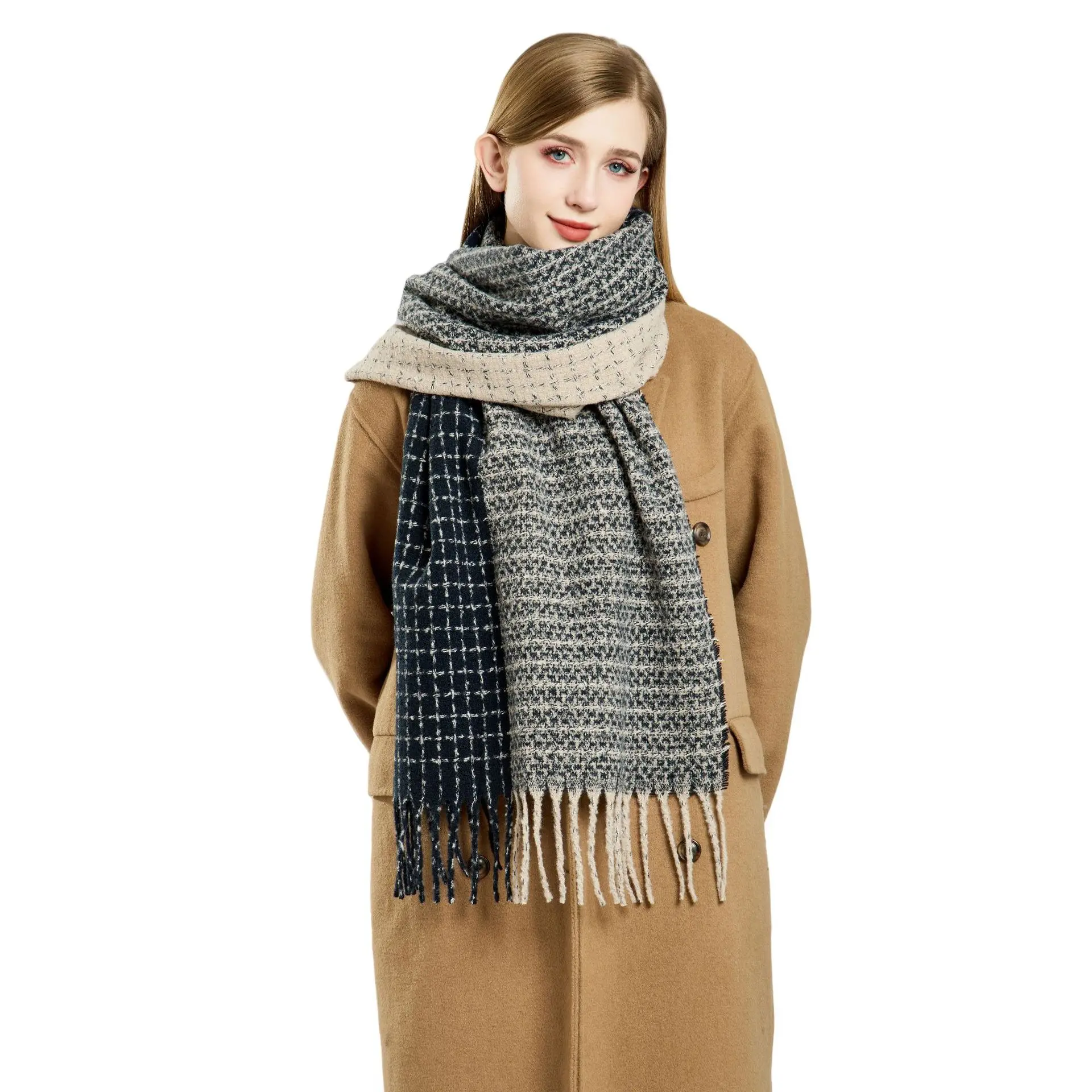 الشتاء اللون منعت وشاح المرأة تقليد الكشمير موضة تنوعا شال دافئ رشاقته تطول شرابة وشاح 4w975 #3