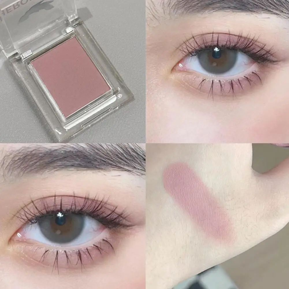 Sombra monocromática e blush para iniciantes, baixa saturação, pó fosco perolado, maquiagem delicada para meninas