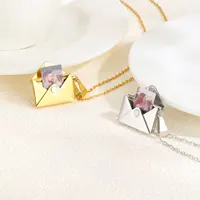 Collier médaillon Photo personnalisé, enveloppe, pendentif en forme de lettre d'amour pour femmes, pendentif Photo personnalisé, cadeaux 3