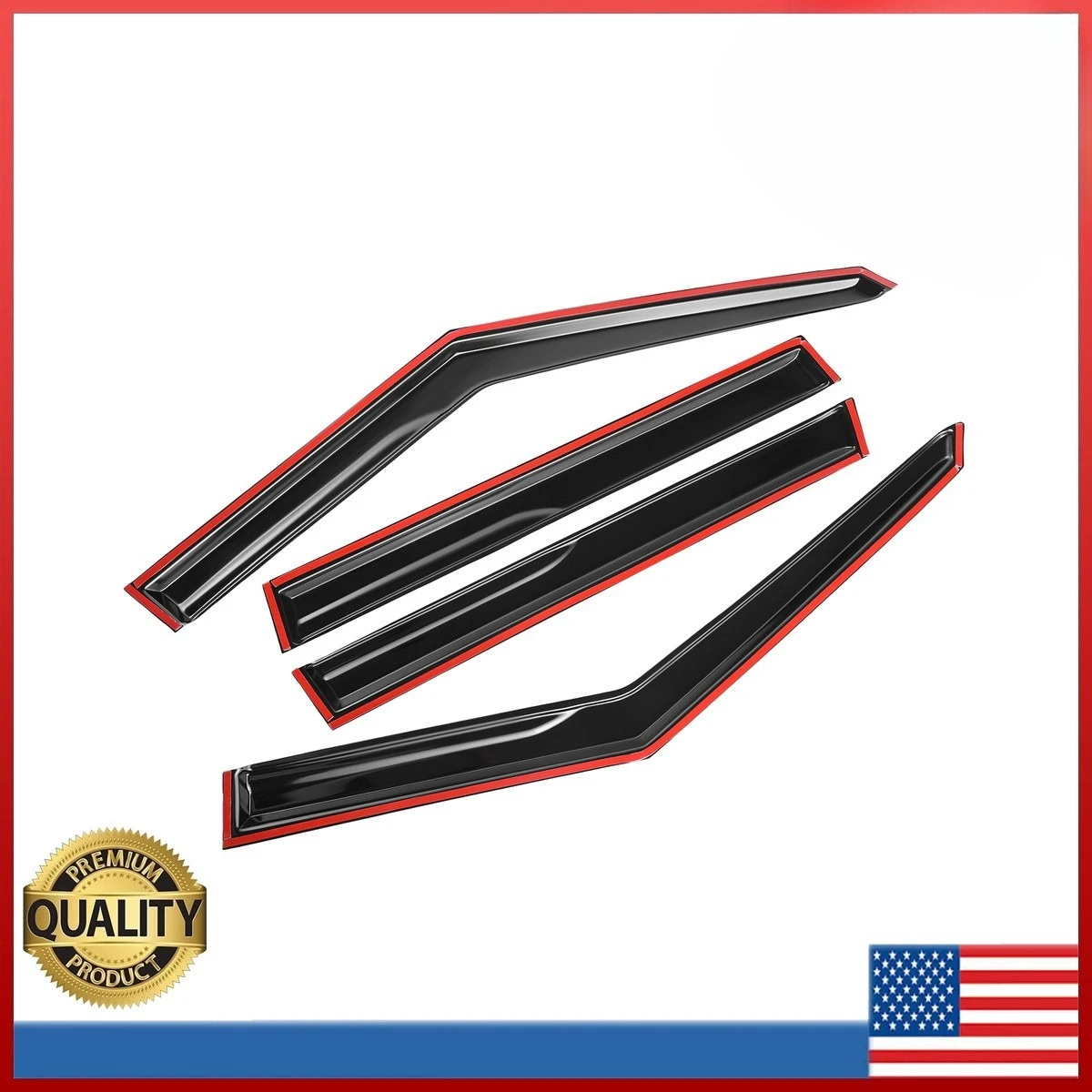 

Black Window Visor Vent Shades Sun Rain Guard For Mitsubishi Outlander Tape-on