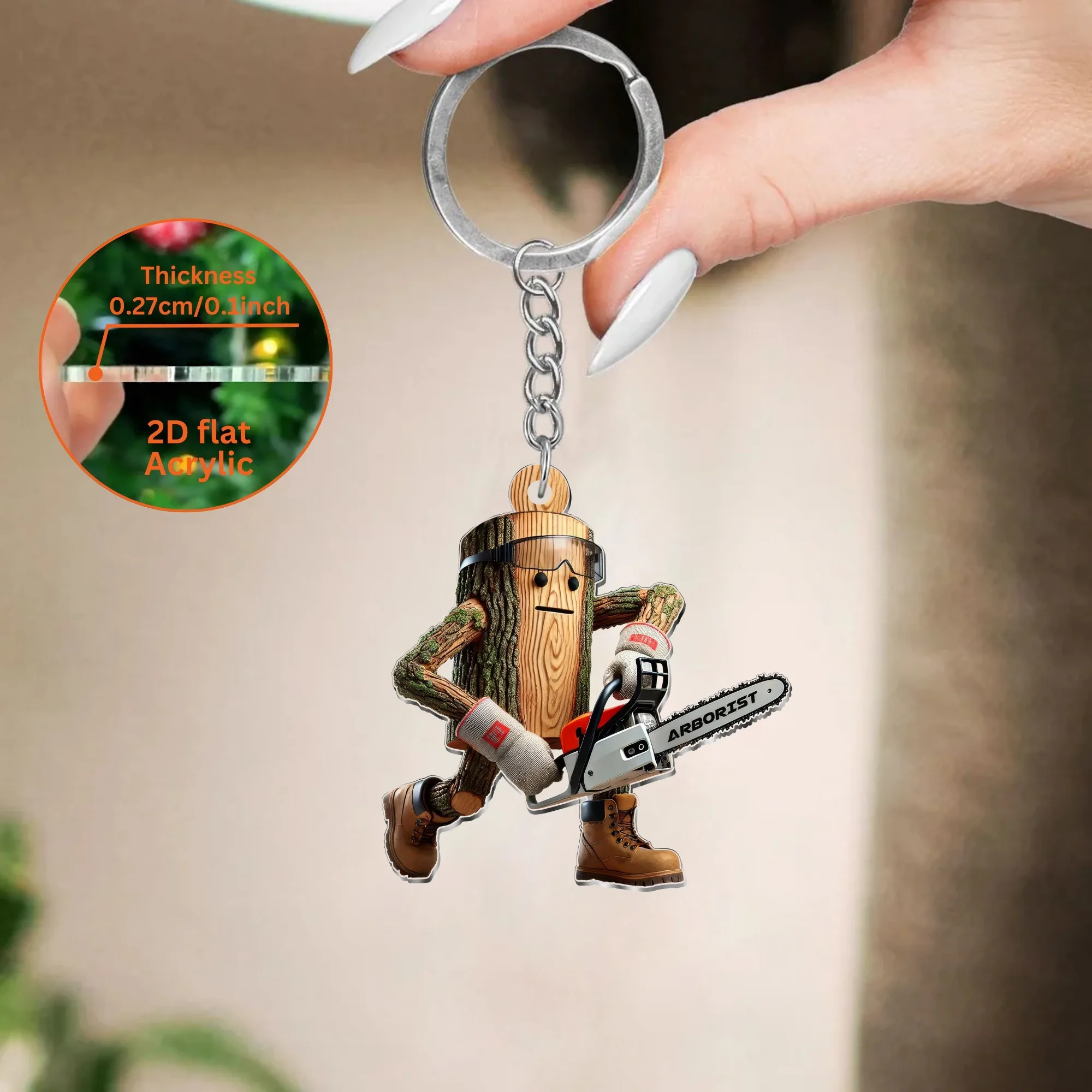 2D Sawyer سلسلة مفاتيح مصنوعة من الأكريليك بالمنشار سيارة قلادة معلقة حلية إكسسوارات جذابة أكياس الهالوين مهرجان الحاضر الأداة