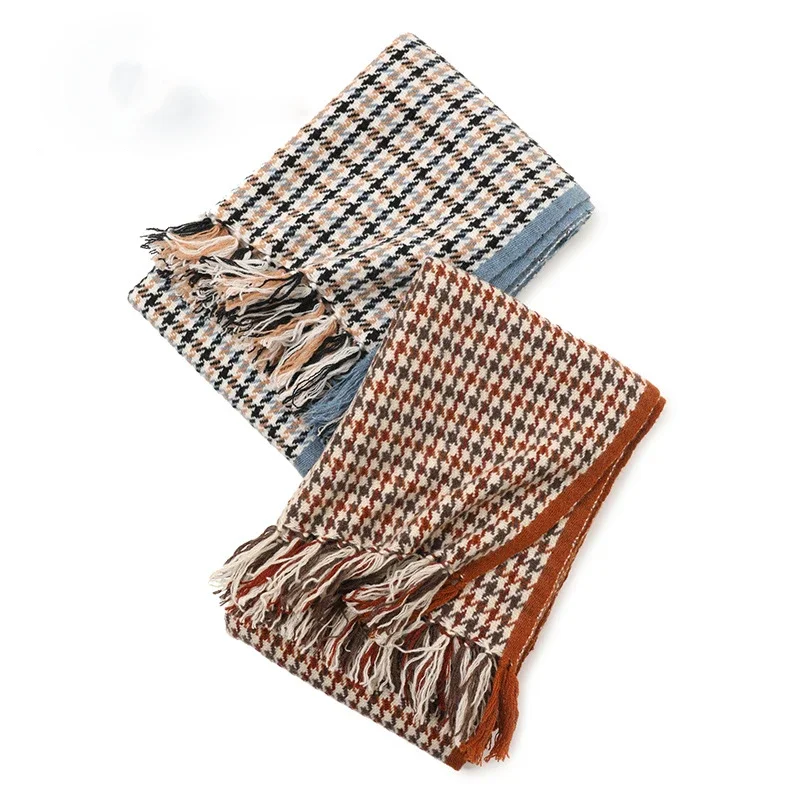 2024 New Classic Cashmere scarf  Hounds tooth Plaid Scarf Winter British Style Thickened Warm Scarf