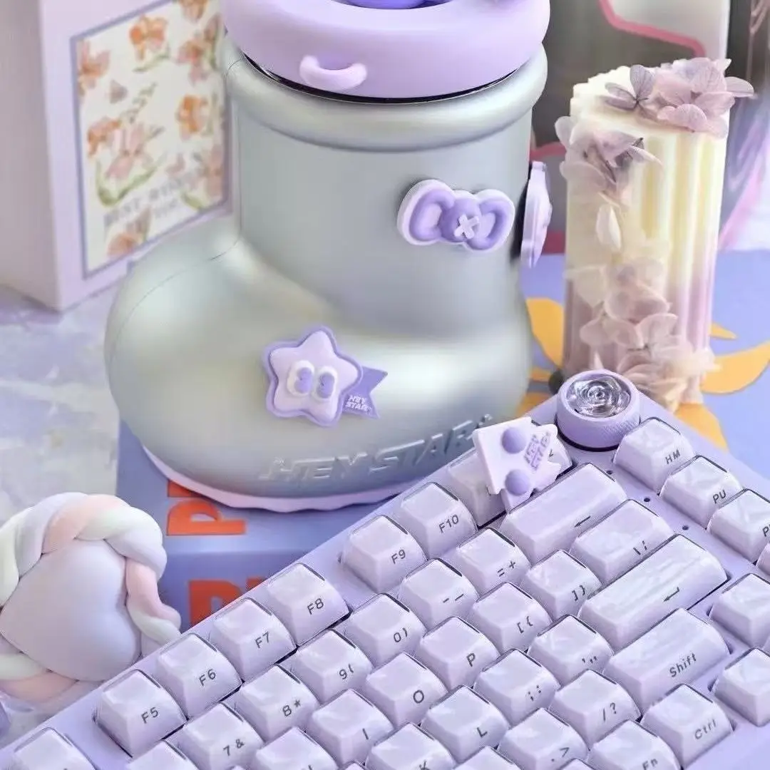 Teclas con iluminación lateral de cristal de Jello púrpura, perfil OEM, doble disparo, translúcidas, transparentes, para interruptores Cherry MX, teclado para juegos