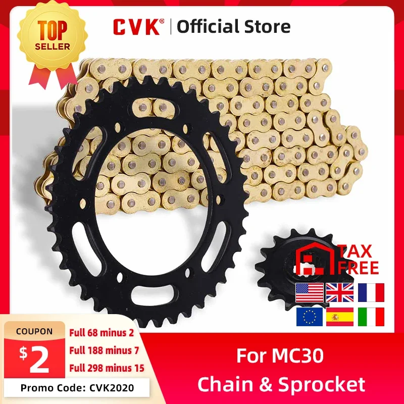 CVK Um conjunto de roda dentada dianteira e traseira, kit de roda de disco de engrenagem para HONDA VFR400 RVF400 NC30 MC30 VFR RVF, acessórios para motocicletas