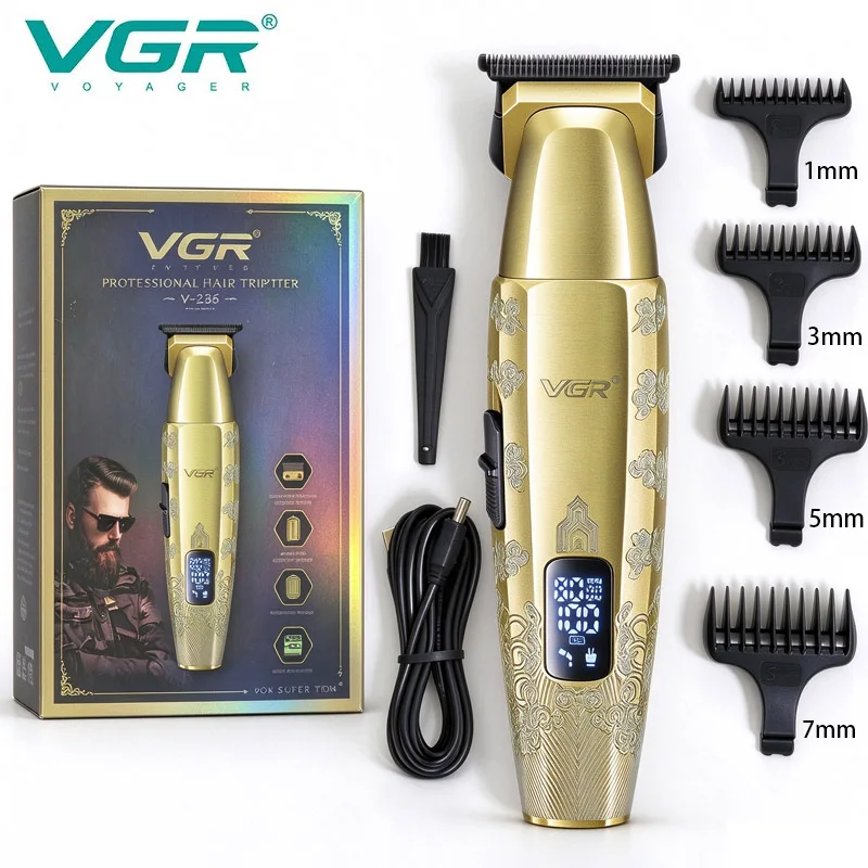 VGR V-265 Electric Hair Trimmer Metal Housing 7000-8000RPM Digital Display Beard Hair Clipper Professional Rechargeable Hair Cut