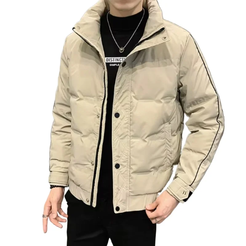 Winter new men's Hong Kong wind down jacket high quality light duck down stand collar casual everything down jacket size 5XL