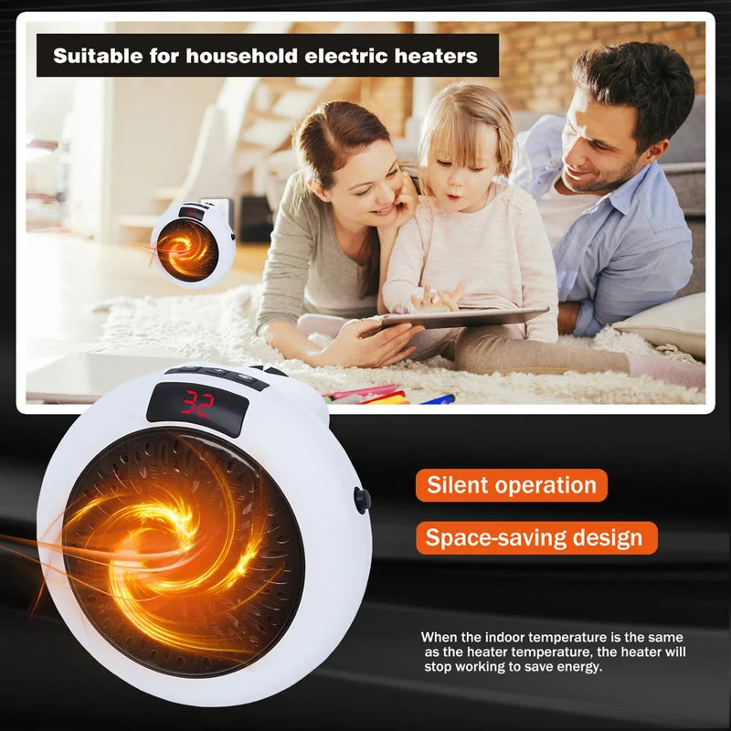 Electric Heater Portable Ptc Ceramic Hot Air Fan Household Desktop Wall Mounted Round Home Mini Appliances Winter Heater