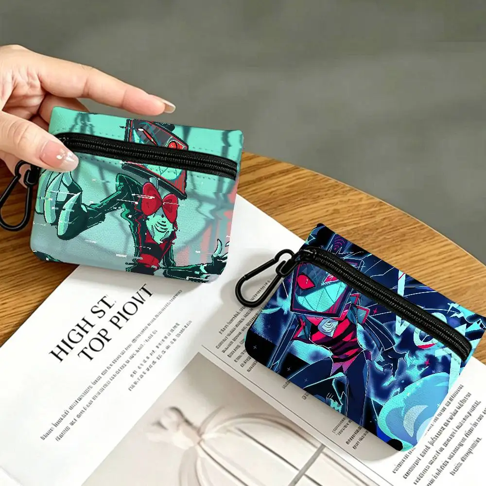 Vox Hazbin Hotel Anime Oxford Fabric Mini Coin Wallet Smooth Zipper Hanging Design Multi-use Small Storage Bag For Travel