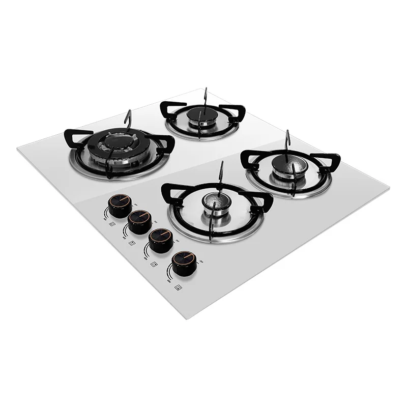 High Quality Built-In Four-Burner Gas Cooktop White Glass Surface for Home Hotel Outdoor RV Use Gas/LPG Compatible Class Energy
