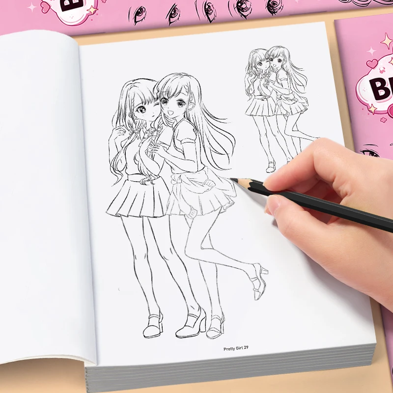 A 32-Page Coloring Book Featuring Beautiful Girls, Designed Specifically for Girls, with Clear Outlines and Vivid Patterns. It Is a Soothing and Artistic Activity Gift Suitable for Children, Perfect for Birthdays, Holidays, and Winter Holidays.