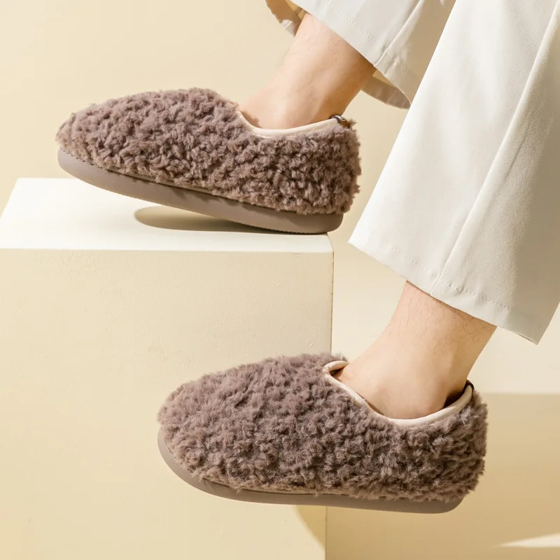 2024 New Women Warm Fluffy Shoes Couples Indoor Slippers Soft Plush Thick Sole House Floor Slipper Female Male Winter Footwear