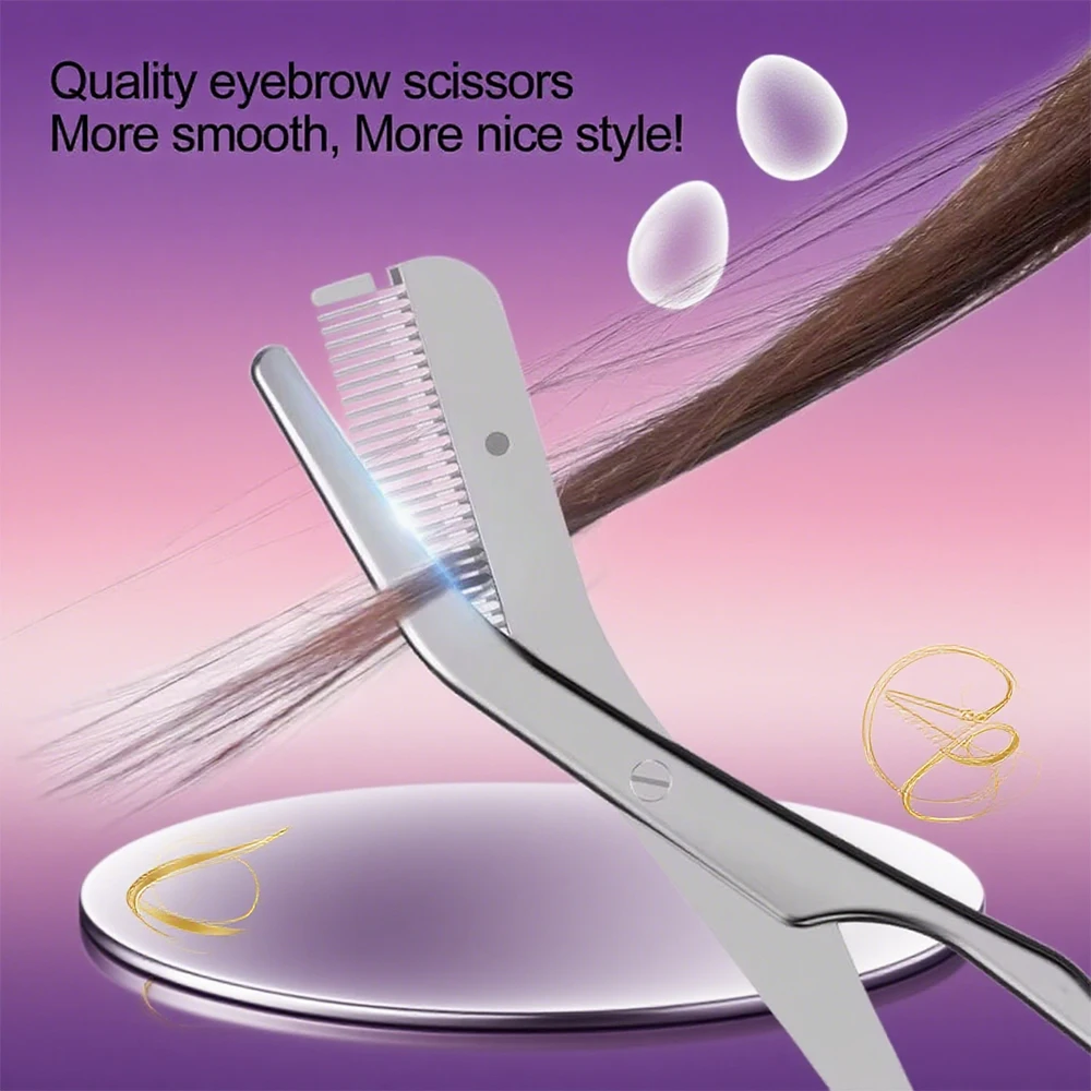 New 2pcs/set Safe Stainless Steel Eyebrow Trimme Eyebrow Scissors With Comb Hair Removal Shaver Cutter Durable Makeup Tool