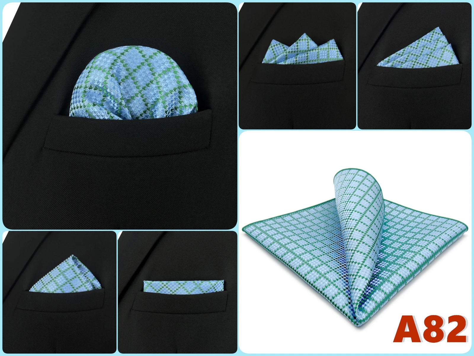 Pocket Square Handkerchief for Men Polka Dot Dots Plaid Check Checkered Suit Pocket Towel Hanky Mens Gift Wedding Business Party