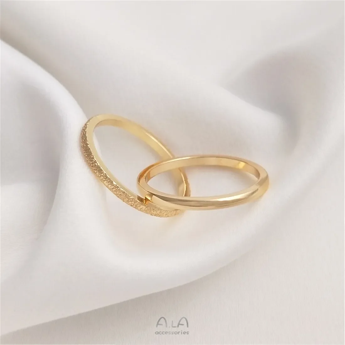 14K Ring Pack Real Gold Sparkling Sand Ring with Bright Face Fashionable and Minimalist Wind Net Red Not Fading Combination Ring