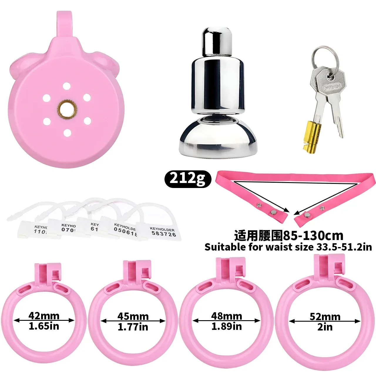 Pink Male Penis Chastity Cage Set Small Bird Chastity Cage 4 Cock Rings With Urethral Sound Plug Penis Bondage Slave Man Sex Toy