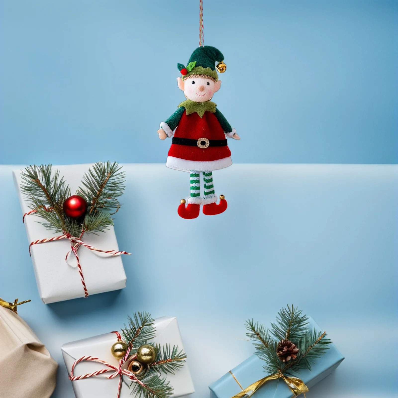 

2pcs Christmas Elf Ornament Soft Holiday Stuffed Festive Decorative Hanging Figures For Tree Mantel Home Xmas Decorations