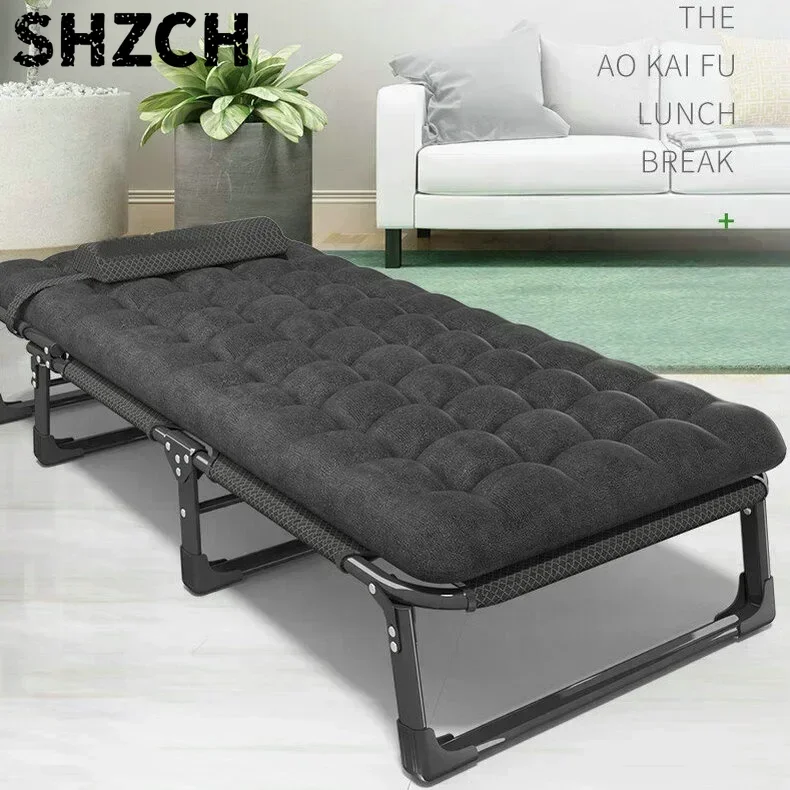 Campingbett Tragbares Klappbett 3-fach Verstellbar Lit De Camping Pliable Doppelfunktionales Canvas-Metall-Klappbett