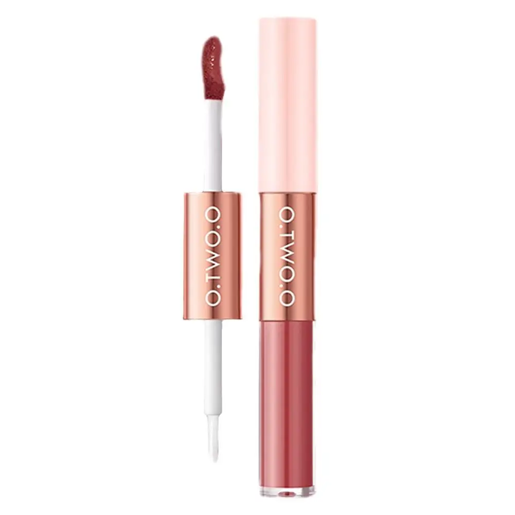 2 in 1 Doppelkopf Lippenstift matt Samt Lip gloss Antihaft becher wasserdicht langlebige flüssige Lippenstift Kosmetik