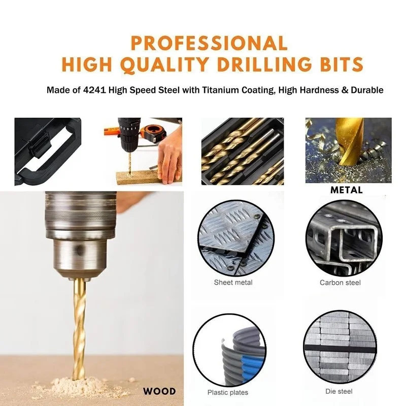 99PCS HSS Metric Drill Bit Sets For Drilling Stainless Steels & Hard Metals