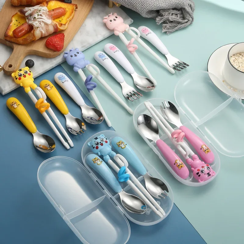 3Pcs/Set Cute Baby Learning Spoons Utensils Set Newborn Feeding Spoon 1/2PC Toddler Scoop Weaning Cutlery Children‘s Tablewar