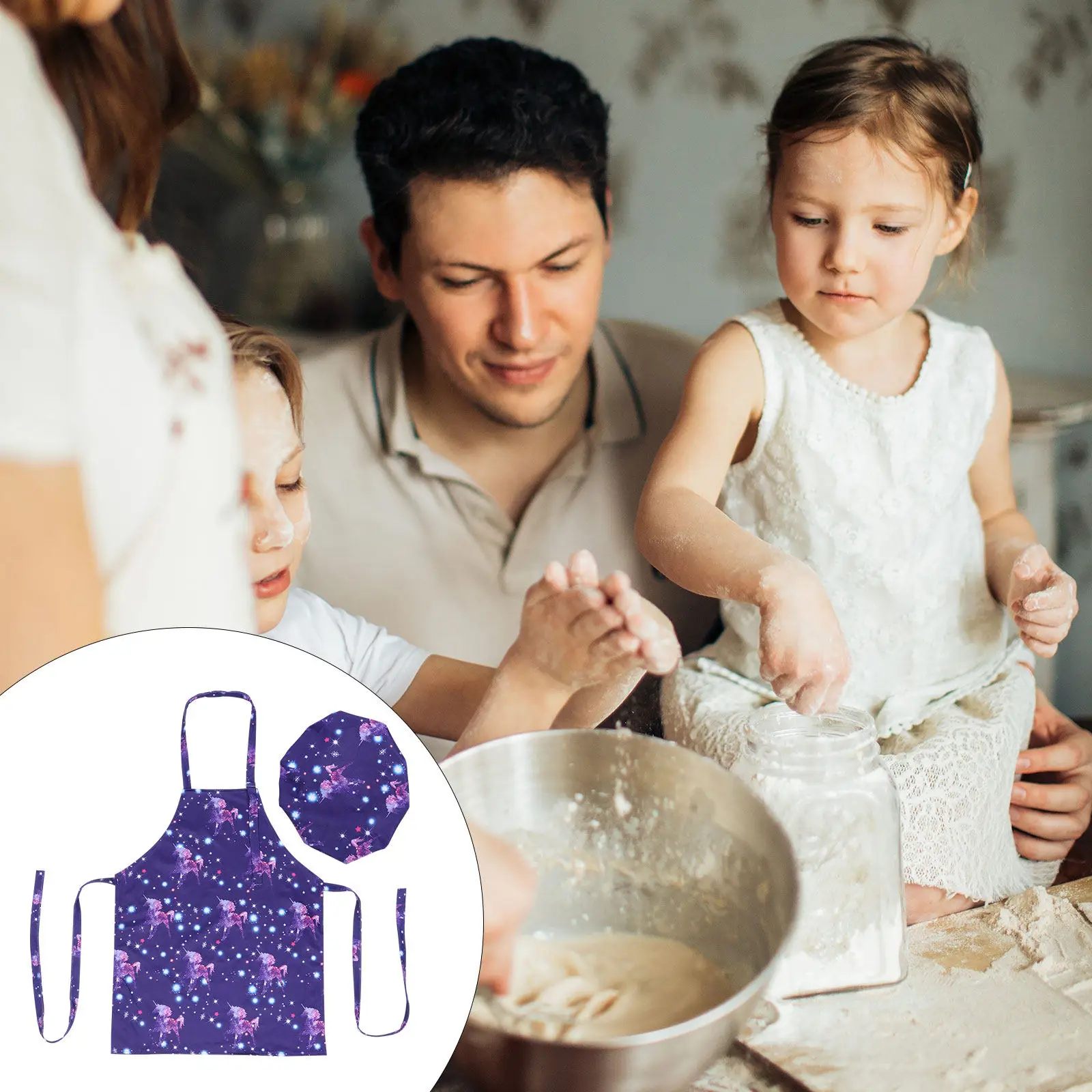 

2 pcs 'S Stain-Resistant Apron Set Printed Sleeveless Apron For Cooking Baking Painting Polyester