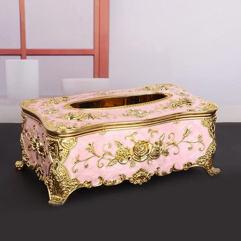 Romantic Flower Rose Figure Enamel Napkin Holder Wedding Luxury Tissue Box Decorative Container Acrylic Napkin Holder Household