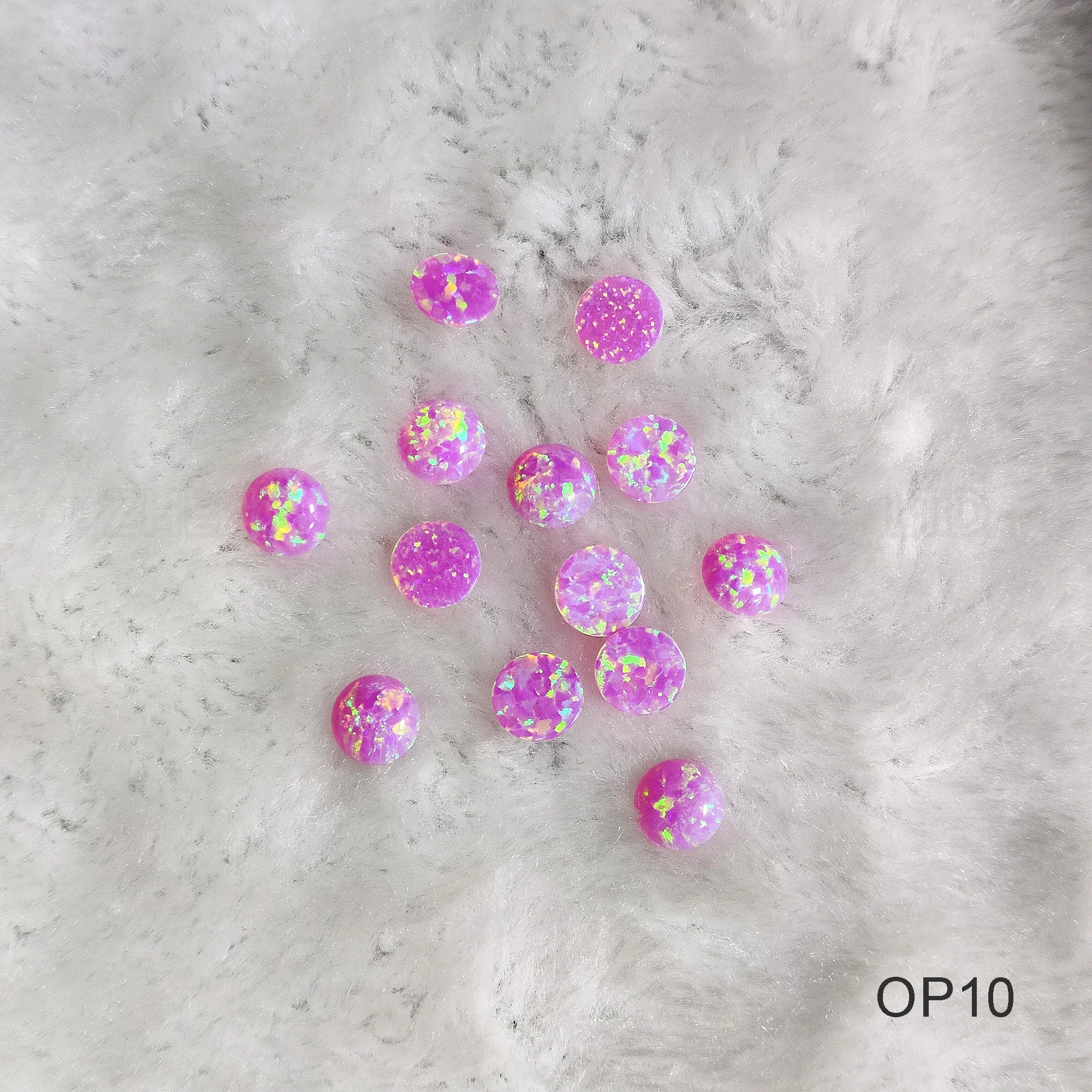 20/50 Pieces Pink Beads for Jewelry Making Synthetic Fire Opal Round Pink Flat Back Gems