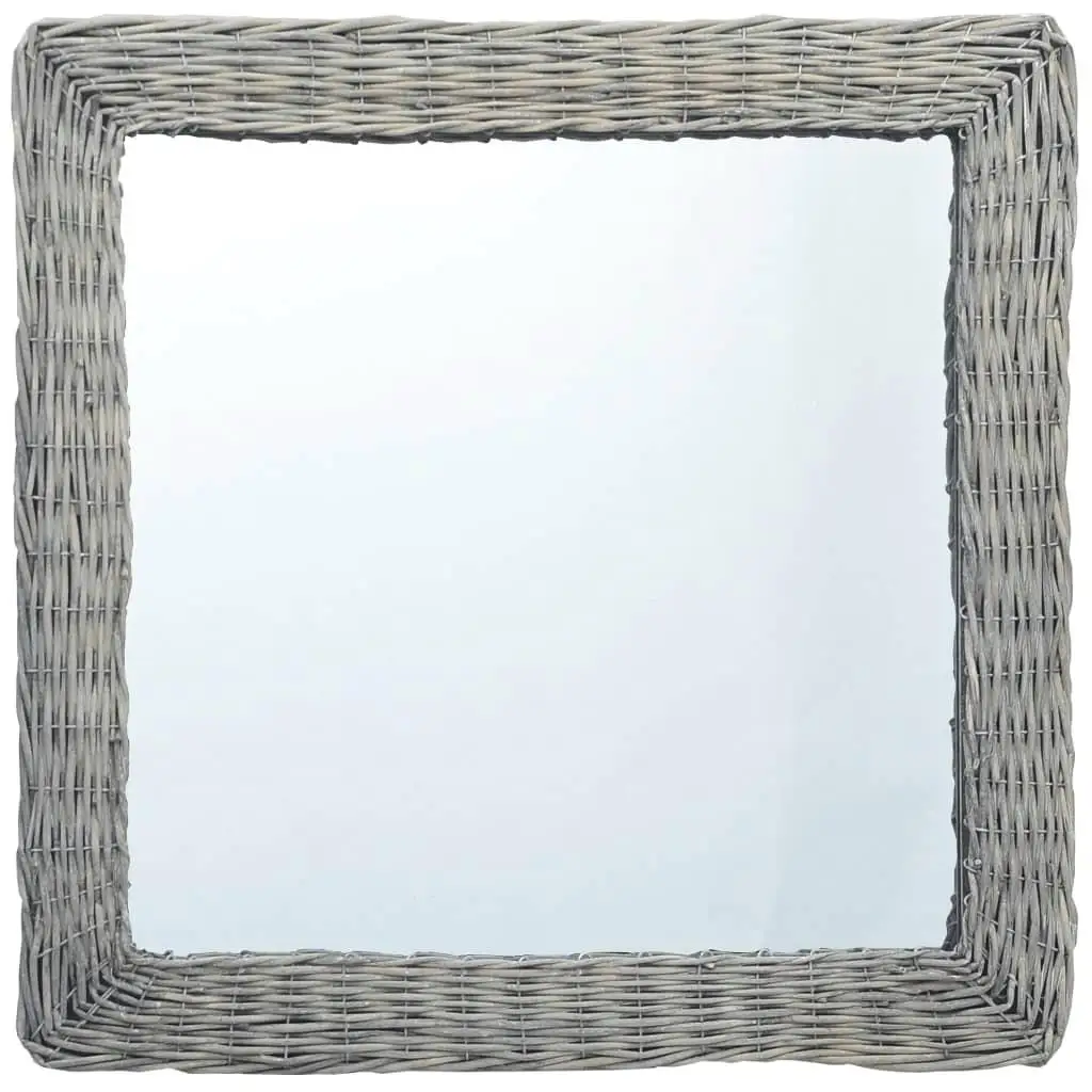 

19.7x19.7 Inch Mirror with Wicker Frame - Stylish Home Decor Accent