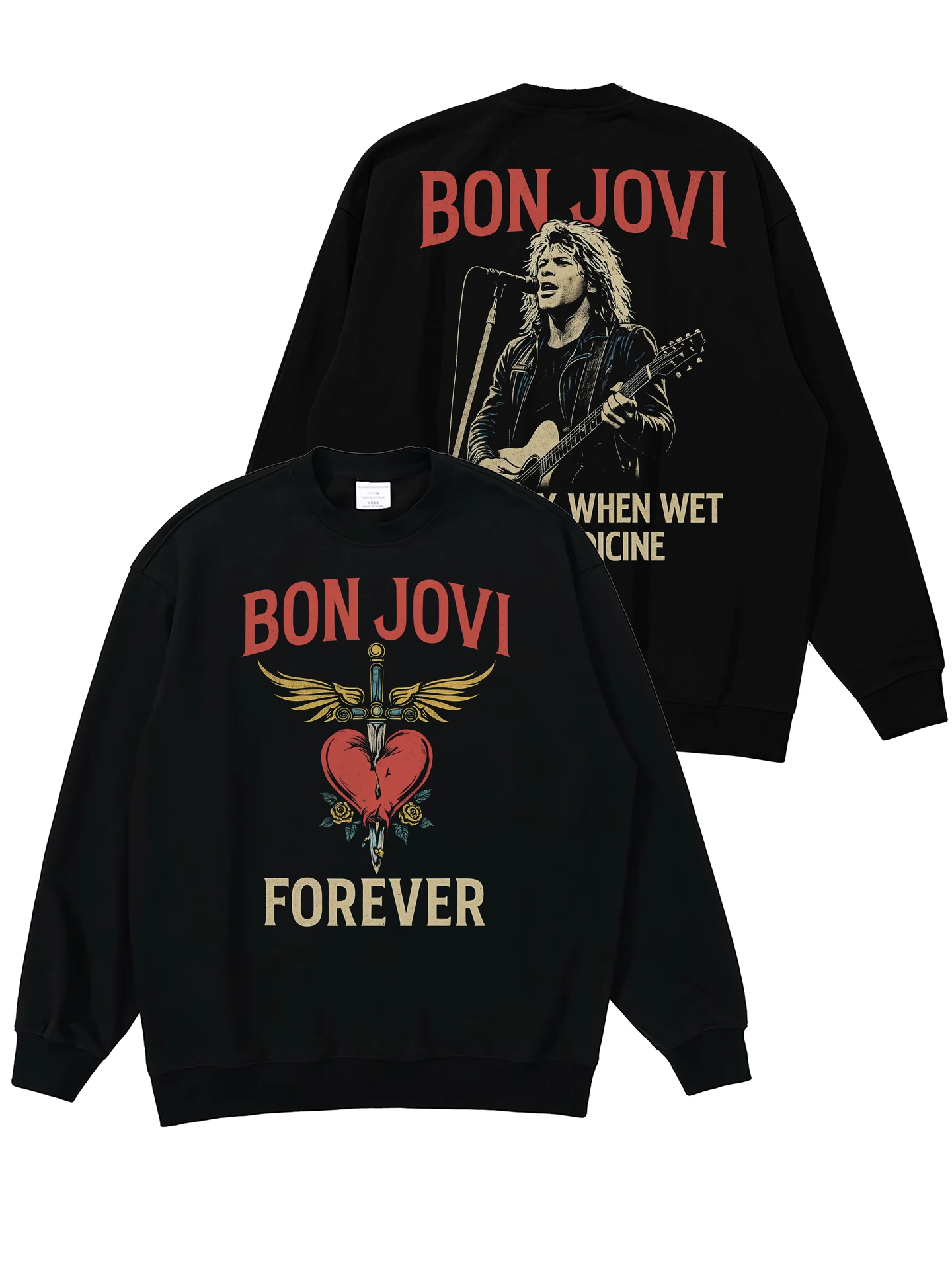 Loose Fit round Neck Sweatshirt Digital Direct Printing Rock Band Portrait Men's Casual Comfortable Breathable Cotton Crew Ne...