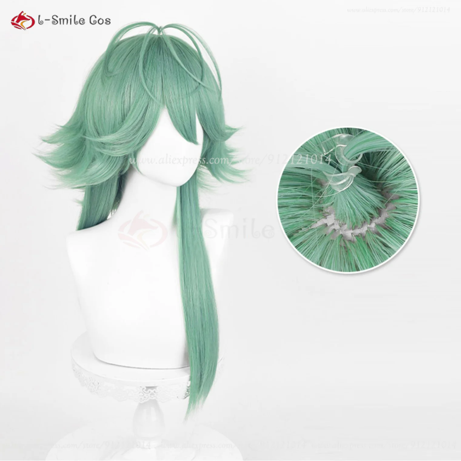 Perruque de cosplay Anime Heartsteel Ezreal, perruque de cosplay LOL Game, perruque de cuir chevelu vert, cheveux synthétiques, bonnet de perruque, 60cm de long, degré de chaleur