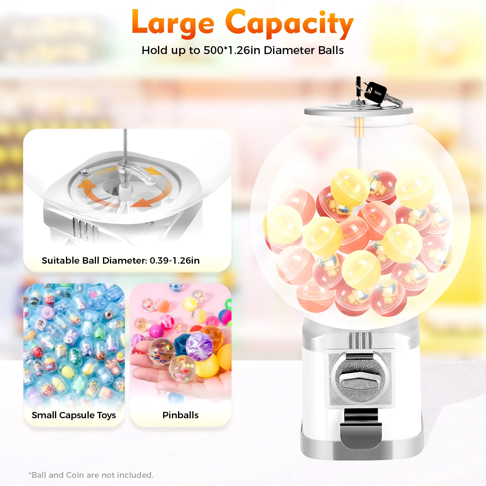 

Twister Ball Dispenser Vending Machine 500-Capacity Kids Toy Vending Machine Fun Coin-Operated Gacha for Kids