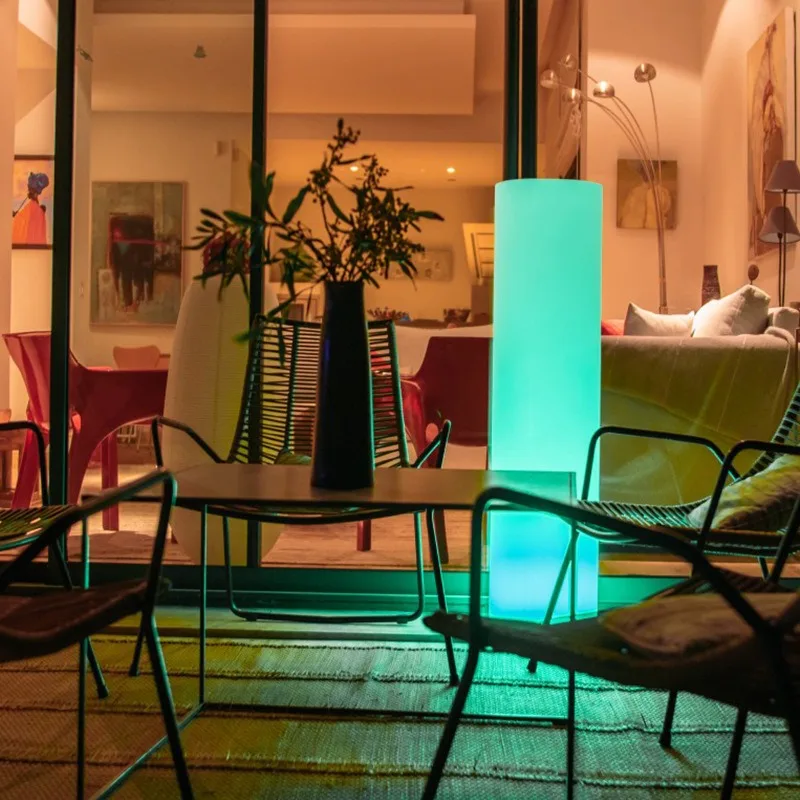

Outdoor Landscape Luminous Cylindrical Floor Lamp Hotel Garden Courtyard LED Lawn Decoration Wedding Rainbow Guiding LED Lights