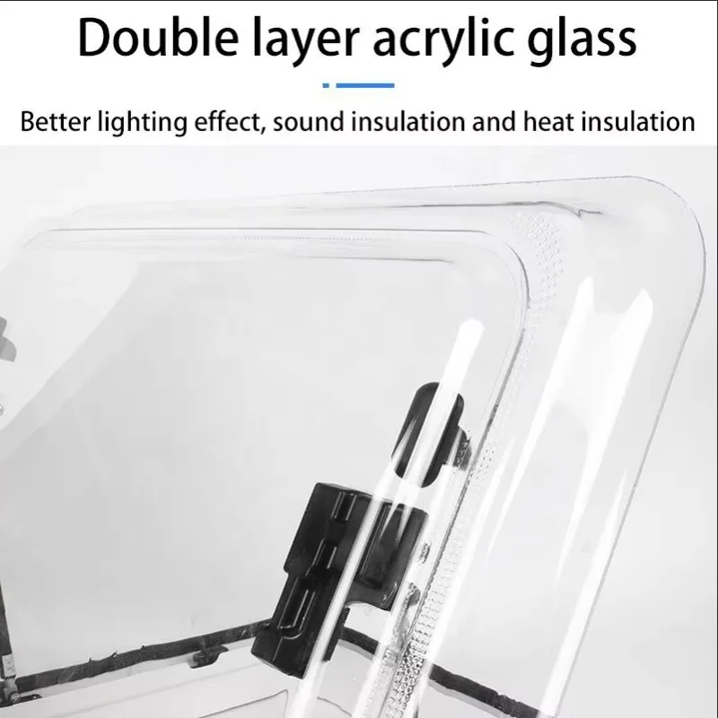 Suitable for camping trailer RVs, RV accessories 700 * 500mm RV windows with LED lights, UV resistant glass acrylic sunroof