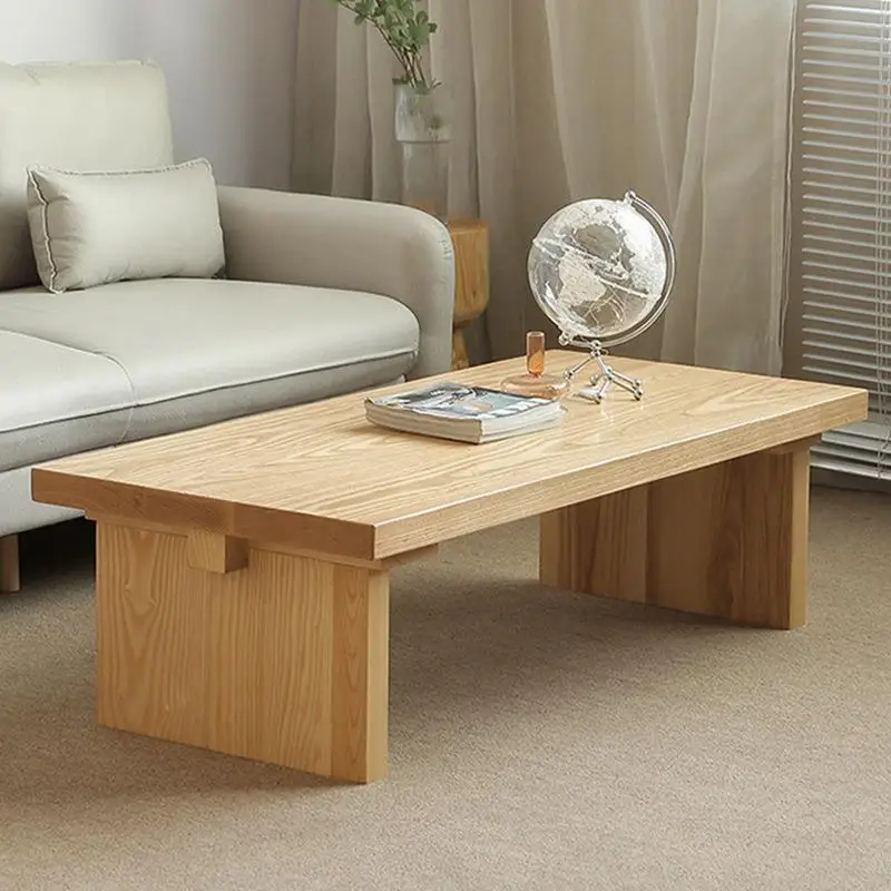 โต๊ะน้ำชาไม้แอชสำหรับอพาร์ทเมนต์ขนาดเล็ก โต๊ะกาแฟไม้จริงทรงสี่เหลี่ยมเรียบง่าย สไตล์โมเดิร์นสำหรับห้องนั่งเล่น