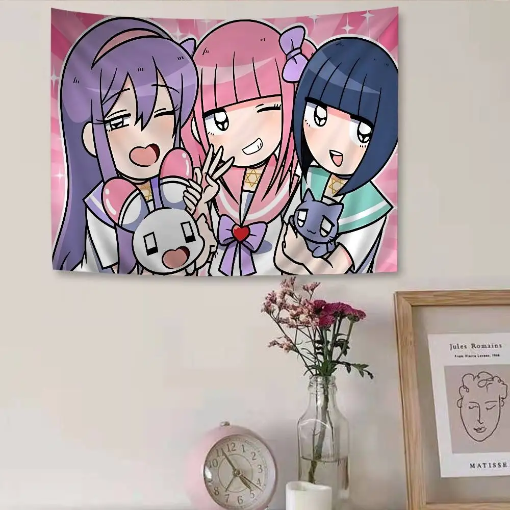 Pink Anime Menhera- C-Chan DIY Wall Tapestry Hanging Tarot Hippie Wall Rugs Dorm Home Decor