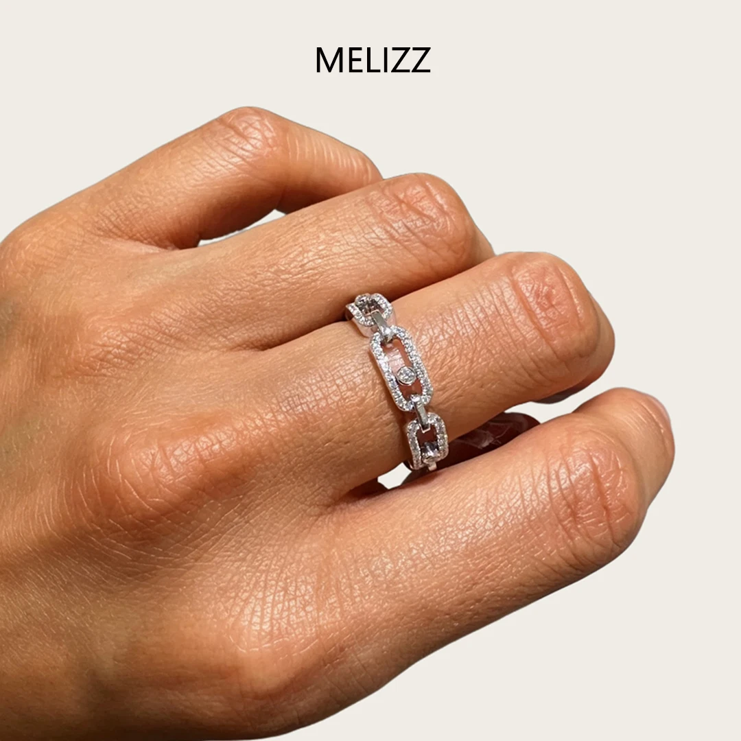 S925 Sterling Silver Fully-Diamond Multi-Segment Women's Ring CNC Plated 18K White Gold Wedding Ring
