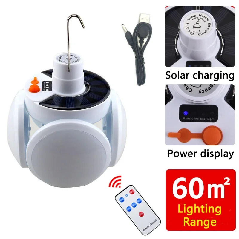 Portable LED Bulb Folding Solar Outdoor Light Waterproof Emergency Solar /USB Charging Lamp Camping Garden Lighting Solar Lights