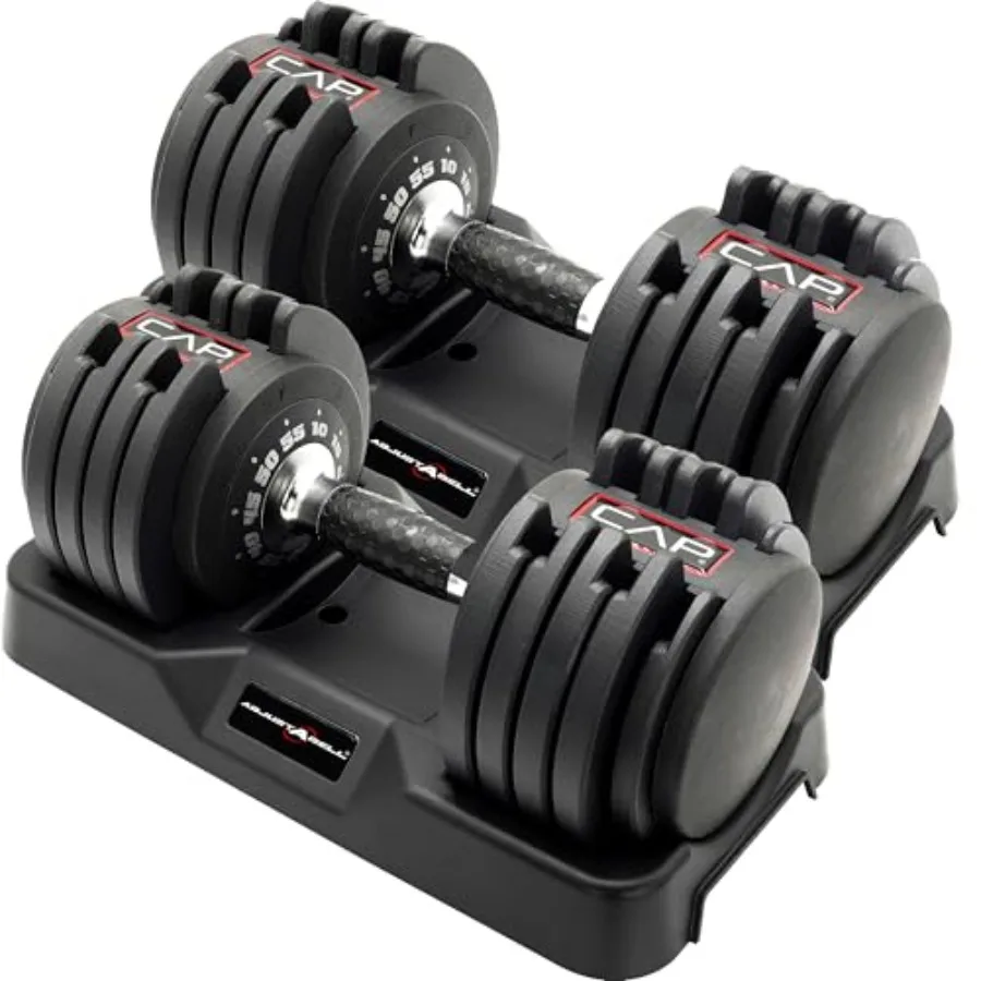

Adjustable Round Dumbbell Weights - Singles Pairs 12.5 lb 25 lb 55 lb Multiple Handle Options Home Gym Steel Black