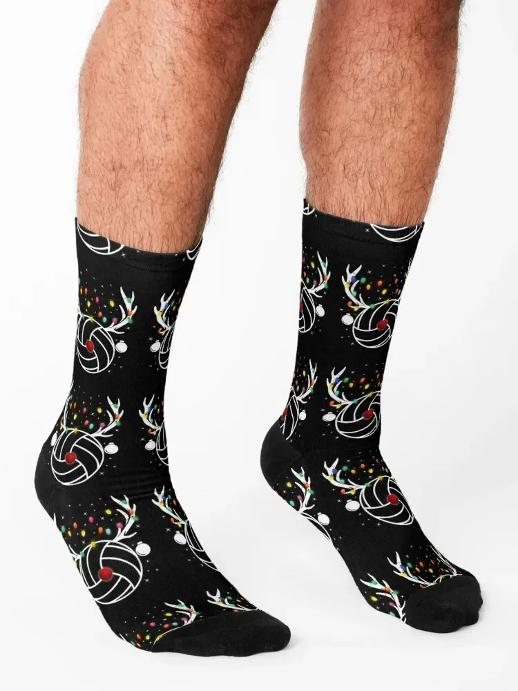 Volleyball Christmas Reindeer Humor Socks custom soccer anti-slip floor designer Male Socks Women's