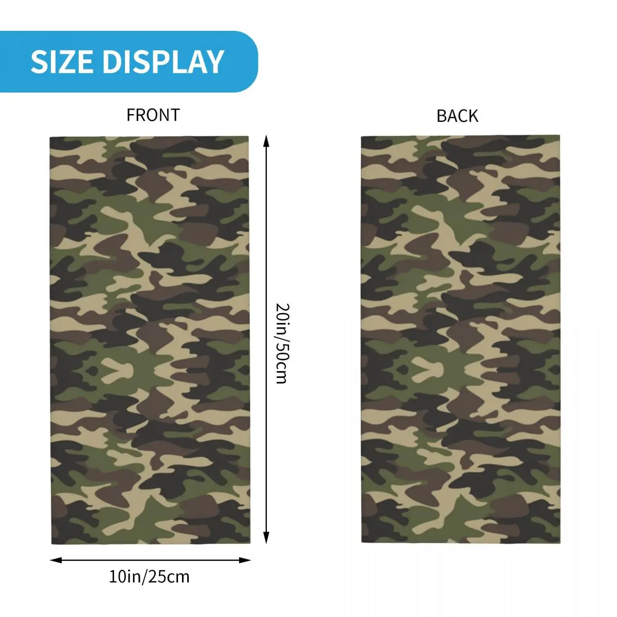 Aangepaste groene camouflage camouflage print nekbeenkap heren dames UV gelaatsscherm winter moderne stijl bandana sjaal voor wandelen