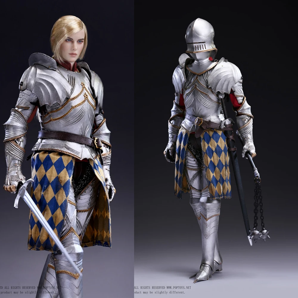 

POPTOYS 1/6 Scale ALS016 The Era of Europa War Gothic Knight Female Solider Action Figure Silver Armor Model for Fans Gifts