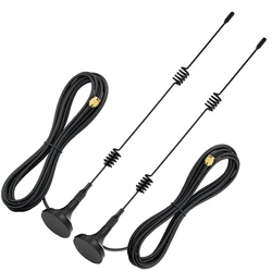 2PCS 2.4GHz 5.8GHz Dual Band WIFI Antenna 7dBi Magnetic Base RP SMA Male  with 3M Extension Cable GR174 for Wifi Router Modem