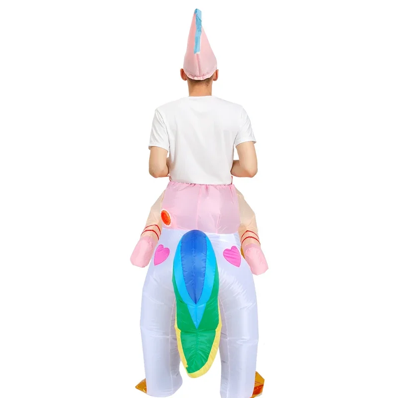 Heißes Einhorn aufblasbares Kostüm Erwachsenen Reitpferd Halloween Kostüm Party Cosplay Kostüm Karneval Weihnachten Fance Kleid Maskottchen